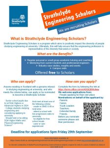 Poster for Strathclyde Engineering Scholars.